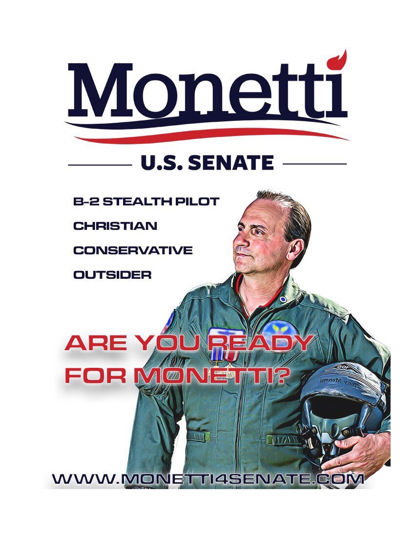revryansutton's tweet photo. GET OUT AND VOTE @Monetti4Senate TODAY! #Missouri is #ReadyForMonetti!! “WE THE PEOPLE” want #PatriotsNotPoliticians. LET’S GO SHOW-ME-STATE! #VoteMonetti #MoSen #tonyNOTjosh #MAGA #AmericaFirst @realDonaldTrump @POTUS @VP @SarahPalinUSA @MissouriGOP @GOP @SenateGOP @HawleyMO https://t.co/zQJ8pjPYi3