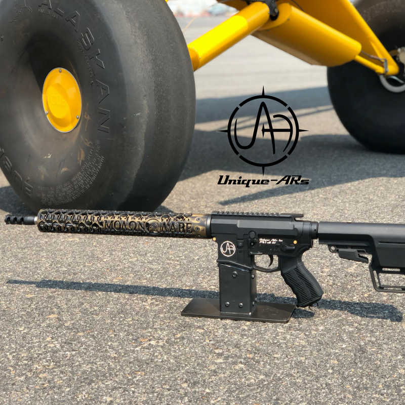 ARS_unique's tweet photo. Cerakote Armor Black and Burnt Bronze battle worn 15" Unique-ARs forend.
#AR15 #customars #uarauction #makeityourown #Molonlabe #Uniquears #firearmpaint #cerakote https://t.co/tKZuTc72XX
