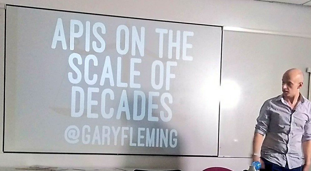 SakisK's tweet image. APIs on the scale of decades now at  #dotnetsheff with @garyfleming