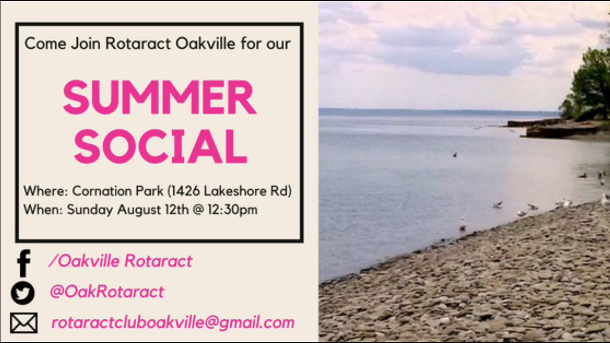 HaltonRotaract's tweet image. we are hosting a pot luck style picnic at Coronation Park. Vegetarian and meat pizza will be provided; while supplies last. Please bring your favourite foods, drinks, games, as well as friends to share in our summer social. Hope to see you all there!