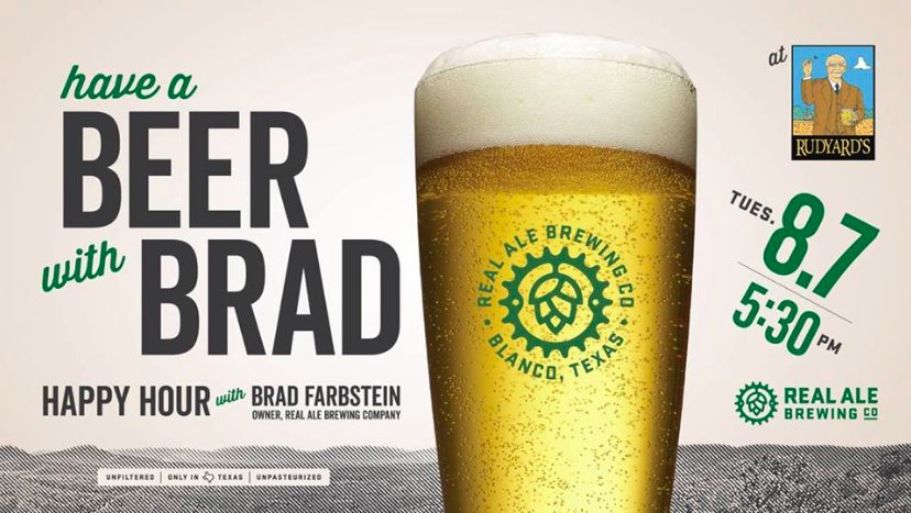 The one and only <a href="/onemadroneranch/">Brad Farbstein</a> is in town and the beers are cold, so come have a beer with us <a href="/rudyards/">Rudyards!</a> on this lovely #tuesday afternoon, y'all. 

#craftbeer #independent #happyhour #firemans4 #axisipa #houstonbeer #montrose #tuesdaymotivation