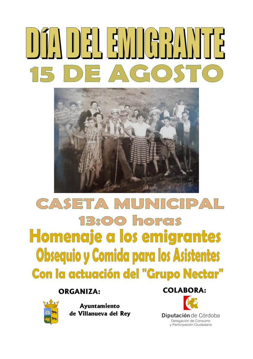 Villanueva del Rey (@aytovvadelrey) on Twitter photo El próximo día 15 tendremos un día de convivencia en la Caseta Municipal y homenajearemos a nuestros paisanos que nos visitan en estas fechas, os esperamos! <a href="/infoguadiato/">infoguadiato</a> <a href="/RadioPenarroya/">Radio Peñarroya Cadena SER</a> <a href="/dipucordoba/">Diputación de Córdoba</a> El próximo día 15 tendremos un día de convivencia en la Caseta Municipal y homenajearemos a nuestros paisanos que nos visitan en estas fechas, os esperamos! <a href="/infoguadiato/">infoguadiato</a> <a href="/RadioPenarroya/">Radio Peñarroya Cadena SER</a> <a href="/dipucordoba/">Diputación de Córdoba</a>