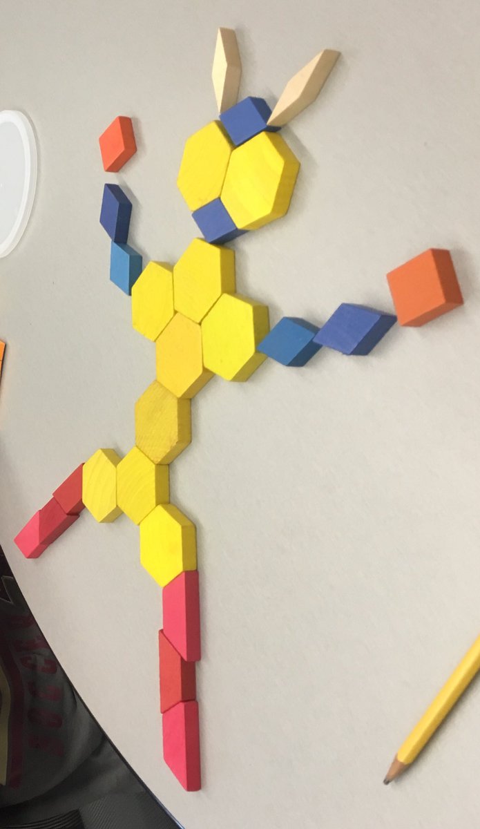 millsmath's tweet photo. Ant Creature! Student figured out that creature is worth 200 points. How many points is each patten block worth? Note: value of pb is not related to other pb shapes. #counting #ispymathandscienceeverywhere https://t.co/oA7g3zZtb8