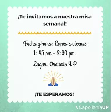 ¿Ya te enteraste del nuevo horario que tendremos para las misas este semestre? ¡Apuntalo y no te pierdas de ninguna! 📝