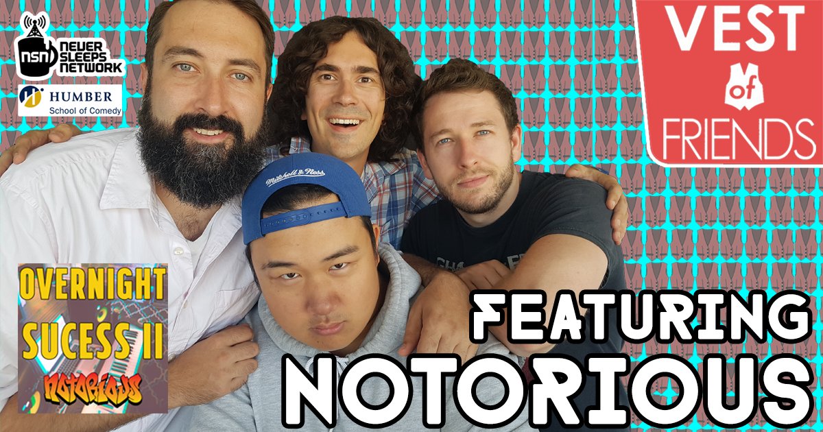 NeverSleepsNet's tweet photo. New @VestofFriends is up! The guys sit down with #NOTORIOUS ( @notimprov with @matmailandt and @HallAndJokes ), Canada’s premiere #hiphop comedy act. Dope rhymes and hilarious jokes all in the same breath! https://t.co/MXWDu1pXKf Supported by @HumberComedy #TOComedy https://t.co/MhGFZilxfj