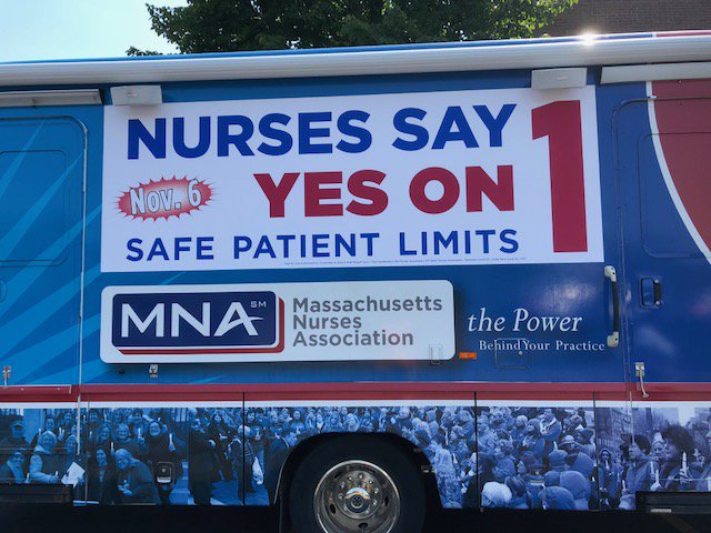 MassNurses's tweet photo. 86% of Massachusetts nurses randomly selected from the 100,000 RNs registered with the Board of Registration in Nursing earlier this year said #YESon1 for #SafePatientLimits

Poll showing overwhelming majority of nurses know safe limits mean quality care: https://t.co/Cz55JOBgsE https://t.co/6rPE5KupDs