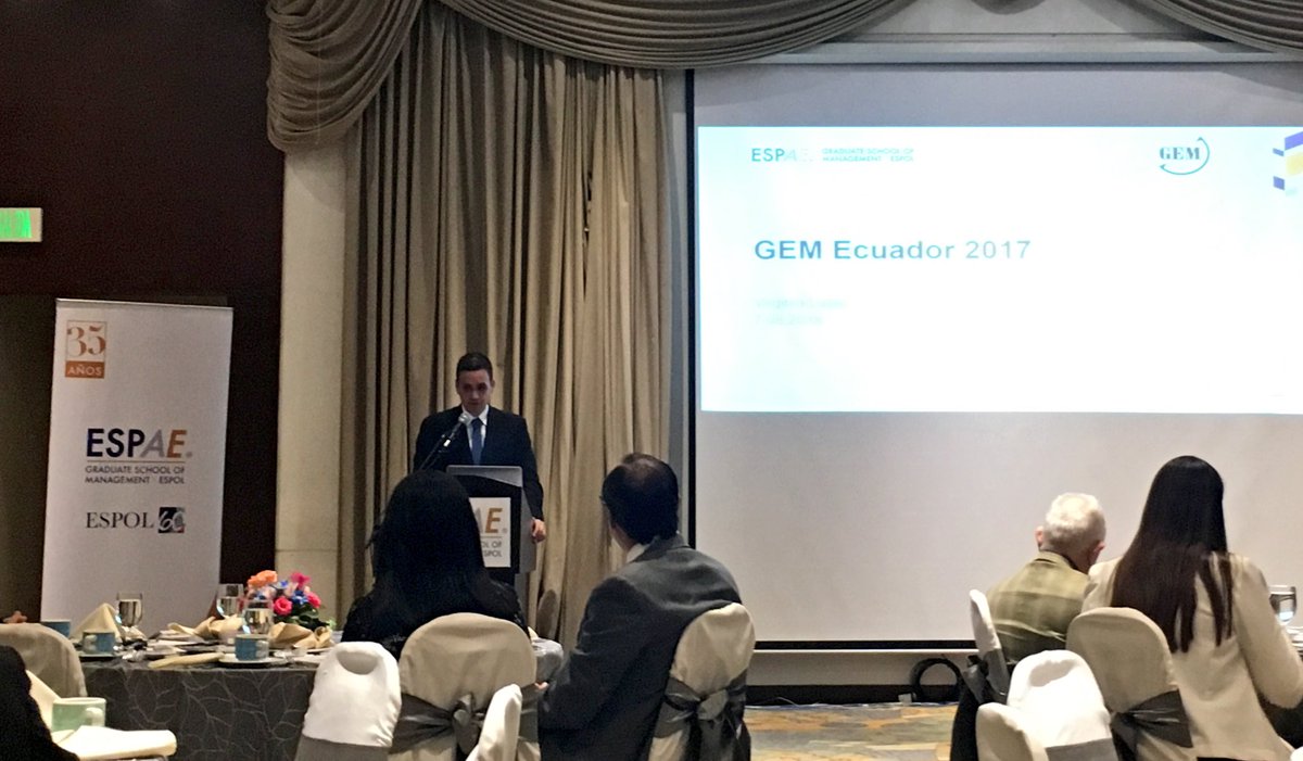 aeiecuador's tweet photo. #Gye Hoy nuestro aliado @ESPAE realiza el lanzamiento del #GEM2017 presentado por @vlasio y @xavierordenana https://t.co/bnzDa7VVQv