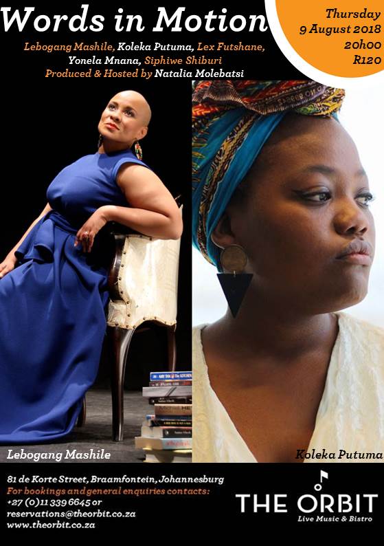 OrbitJazz's tweet photo. Make sure you save this date & book your tickets so you can experience the beautiful night we have in store for you!
@lebomashile @KPutuma
#WordsInMotion #Poetry #jazz #orbitjazz https://t.co/KNbnO0TjVK