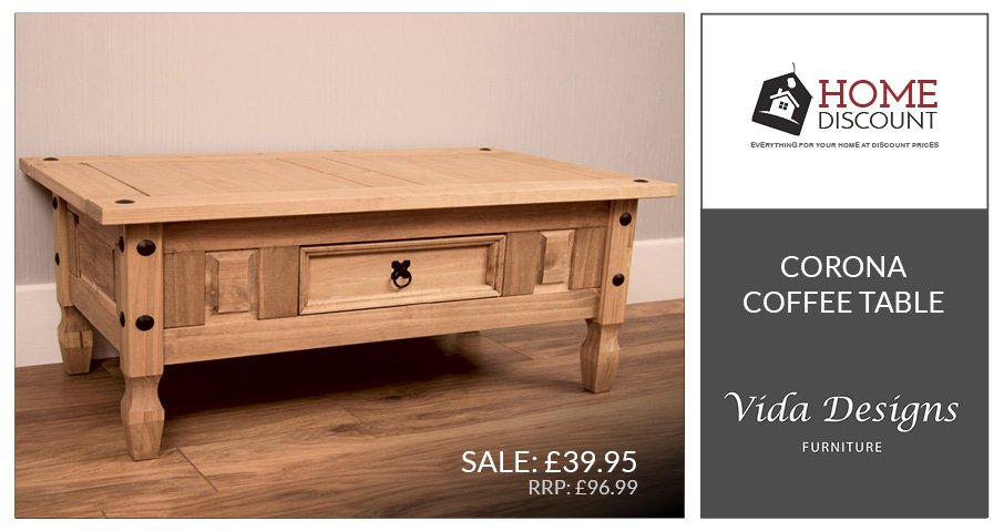 HomeDiscountLtd's tweet photo. 👍 £39.95 CORONA COFFEE TABLE. With a stylish rustic Mexican look, this coffee table has one drawer and is crafted from durable solid pine. This elegant piece of furniture is a must for any living room!! More infomation: https://t.co/Ex92VR8qOW #HomeDiscount #CoffeeTable https://t.co/kEWT4Z4Wzf