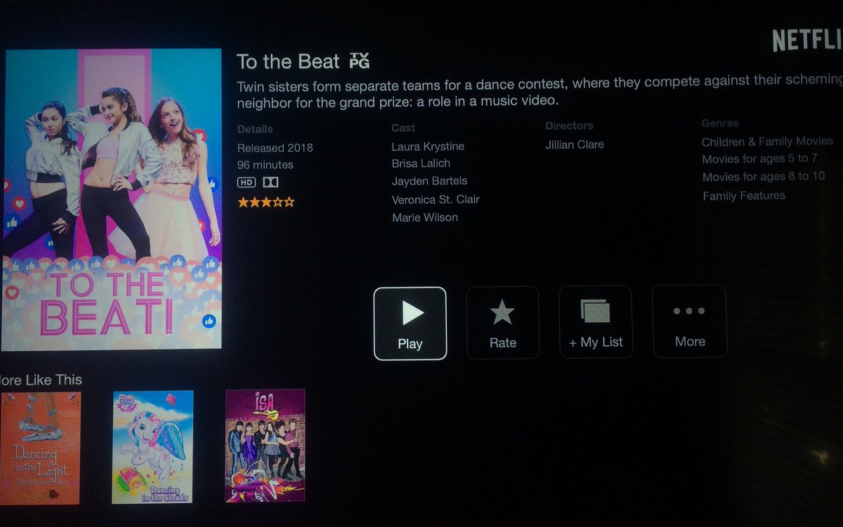 <a href="/ToTheBeatFilm/">To The Beat!</a> now available on <a href="/netflix/">Netflix</a>. <a href="/laurakrystine/">laura krystine</a> <a href="/TheBrisaLalich/">Brisa.Lalich</a> <a href="/missjaydenb/">Jayden Bartels</a> <a href="/OfficialCRT/">Chris Trousdale</a> <a href="/devonwerkharder/">Devon Werkheiser</a> <a href="/AlysonStoner/">Alyson Stoner</a>
