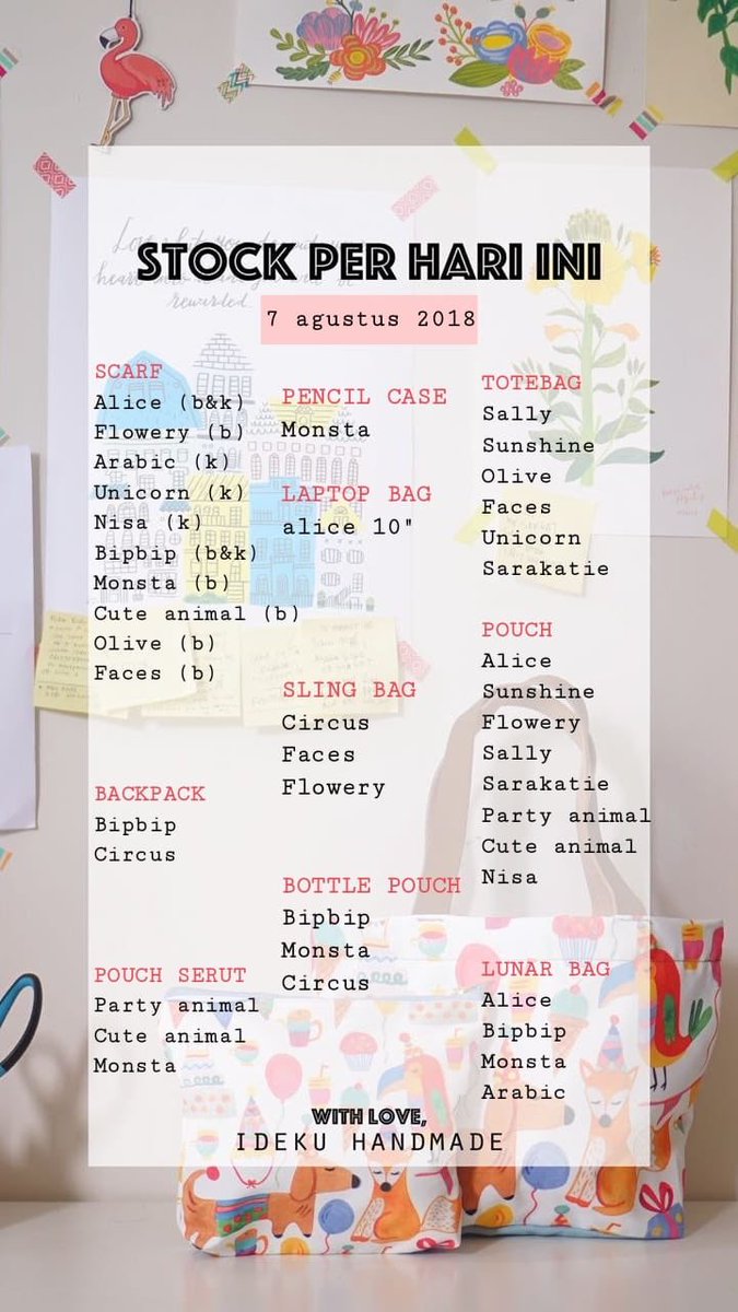 Tote bag faces dan teman2nya sudah RESTOCK.
Cek Tokopedia Ideku Handmade ya:
m.tokopedia.com/idekuhandmade

Atau manual order:
WA 0813-1665-0306

#idekuhandmadeditokopedia #idekuhandmadebelisatuan #idekuhandmade