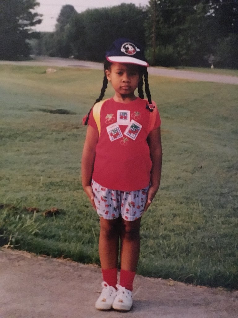 AlexandriaaTV's tweet image. If you look past the cherry themed outfit and Winnie the Pooh sneakers you can see Little Alexandria took her #FirstDayBacktoSchool very seriously!