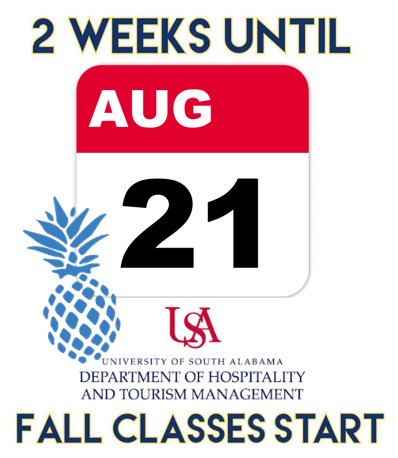 USAHTM's tweet photo. #FallSemester #TwoWeeks #ClassesBegin #WeAreSouth #WeAreHTM #USAHTM https://t.co/4mSatJHtbO
