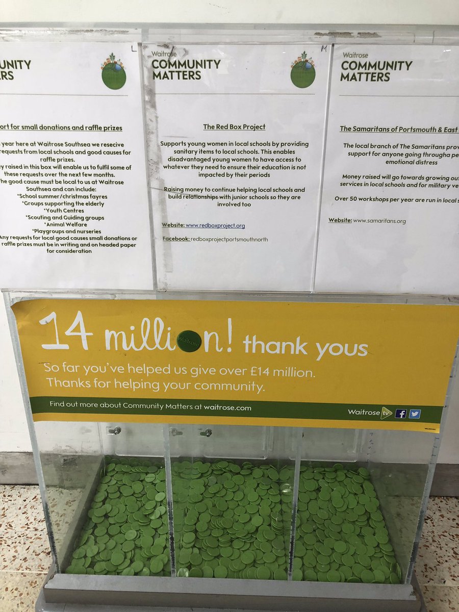 RedboxprojectP1's tweet photo. Please support The Red Box Project in Waitrose Southsea for the month of August.  We provide red boxes full of different sanitary items to local schools to ensure no girl misses her education due to her period #endperiodpoverty #redboxprojectportsmouthnorth #waitrose #Southsea https://t.co/cPdhJvORmt