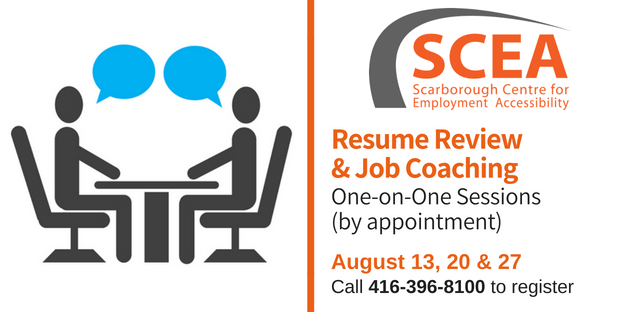 TDSB_CS's tweet photo. Resume Reviews &amp; Job Coaching (by appointment) - Aug 13, 20, 27 at #SCEA #ScarbTO #CedarbraeMall 416-396-9100 https://t.co/mRBTOAsIV9 Call or visit to book a session! Meet with one of our staff and have your resume reviewed for improvements. #AccessibleTO #JobSearch https://t.co/iL3Qnndhuf