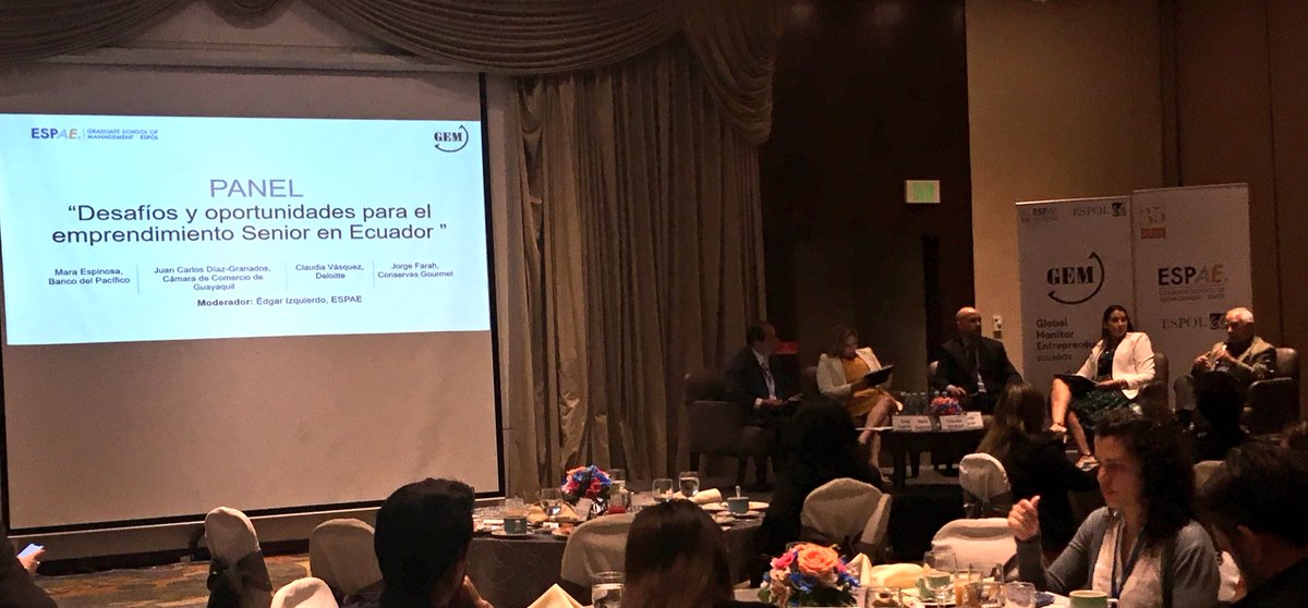 aeiecuador's tweet photo. #Gye #GEM2017 En Foro “Desafíos y oportunidades para el emprendimiento Senior en Ecuador” - La TEA Senior es la más alta de la región (28%)
- Tramitología, apertura y cierre de negocios, los desafíos más importantes.
@ESPAE @BancoPacificoEC @deloitteecuador https://t.co/UtGaQAKcdN
