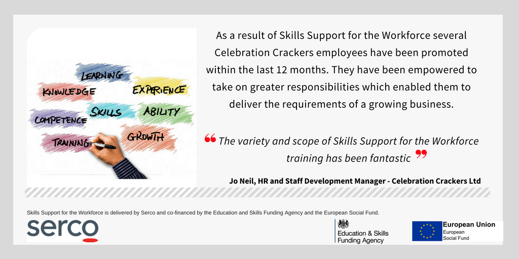 RT <a href="/serco_ssw/">Skills Support for the Workforce</a>: .@CelebCrackers staff promoted following tailored support via Skills Support for the Workforce #SSW. Are you an SME based in Dorset? You could be eligible for funded training ow.ly/NivB30liOcm