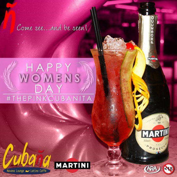 We have two more days to go until our all-new cocktail gets to reside in your belly! The Pink Cubanita* will be available on Womens Day for ONE DAY ONLY! This deliciousness costs a mere R35 and is made with Gin, Rose, Strawberry &amp; Martini Prosecco. #ComeSeeAndBeSeen