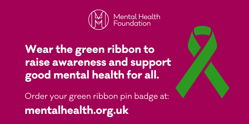 mentalhealth's tweet photo. #thursdayThoughts By wearing a green ribbon pin badge, you'll be joining the growing movement for good mental health for all. 

https://t.co/016U0cCq25 https://t.co/XVgzDxFrBj
