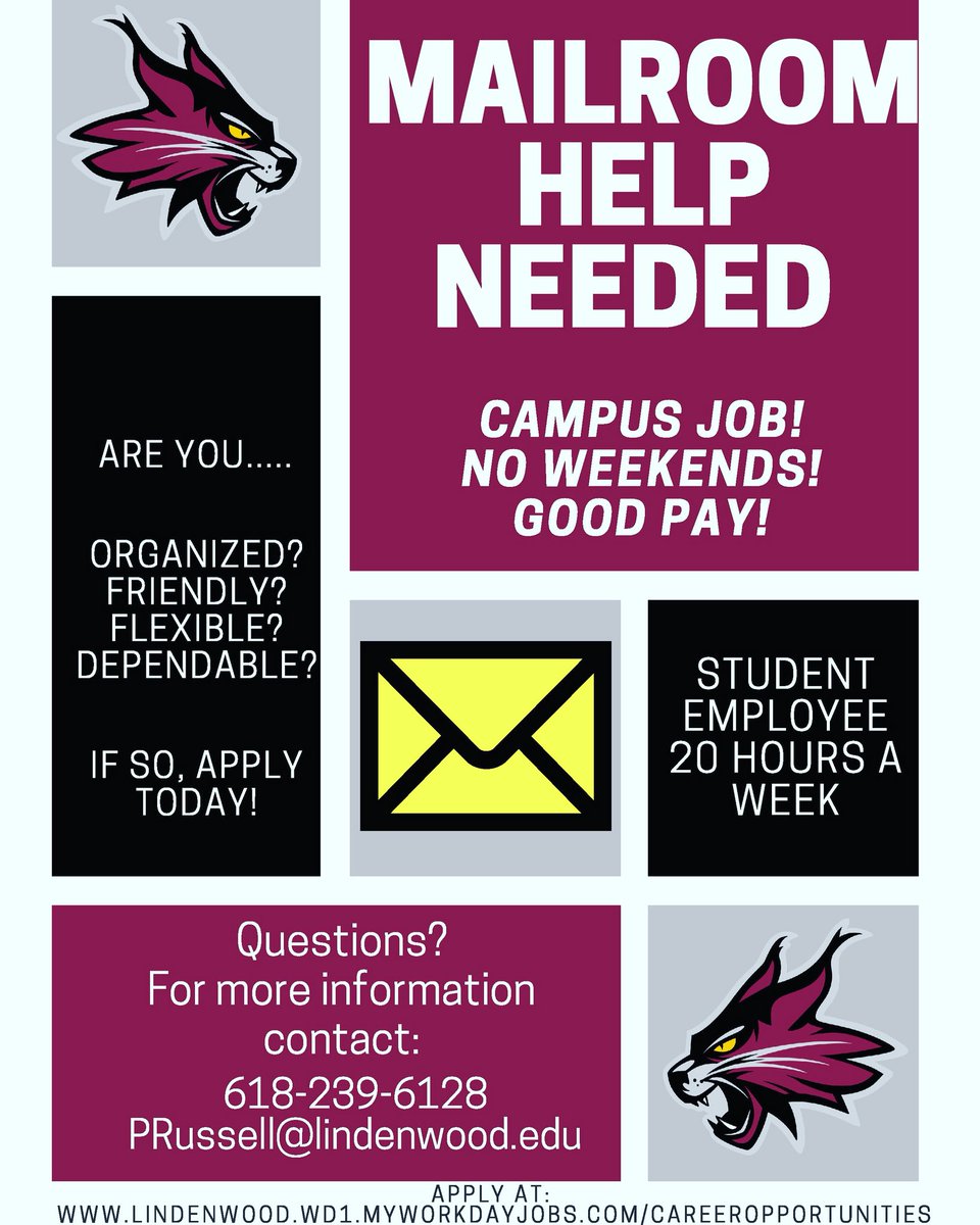 LUBCareer's tweet photo. The Mailroom is still seeking employees for this fall semester 📨! Apply if you are interested! https://t.co/cOYjfLQW2d