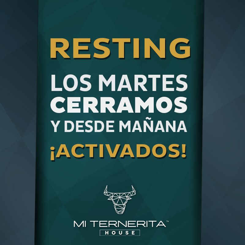 MiTernerita's tweet image. Nuestros martes son para descansar .
-
¡Regresamos mañana para que sigas disfrutando exquisitos platos en compañía de personas especiales!
#MTHouse
#TheHouse