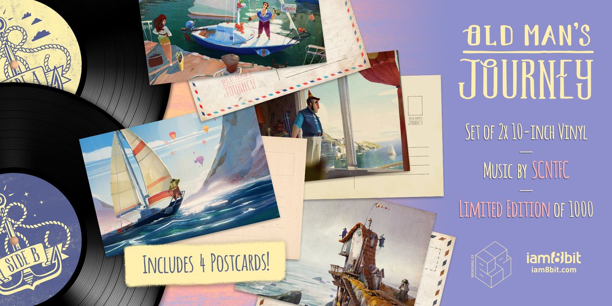 iam8bit's tweet photo. Our Next Limited Edition Vinyl is... the lush, gorgeous, majestic &amp; magical soundtrack to Old Man's Journey by @scntfc. This deluxe set features 2 x 10-inch records, a classic cloth-wrapped jacket and a postcard set. Only 1,000 available @ https://t.co/GX4uPn5qd3 https://t.co/sgiKa2iiPc