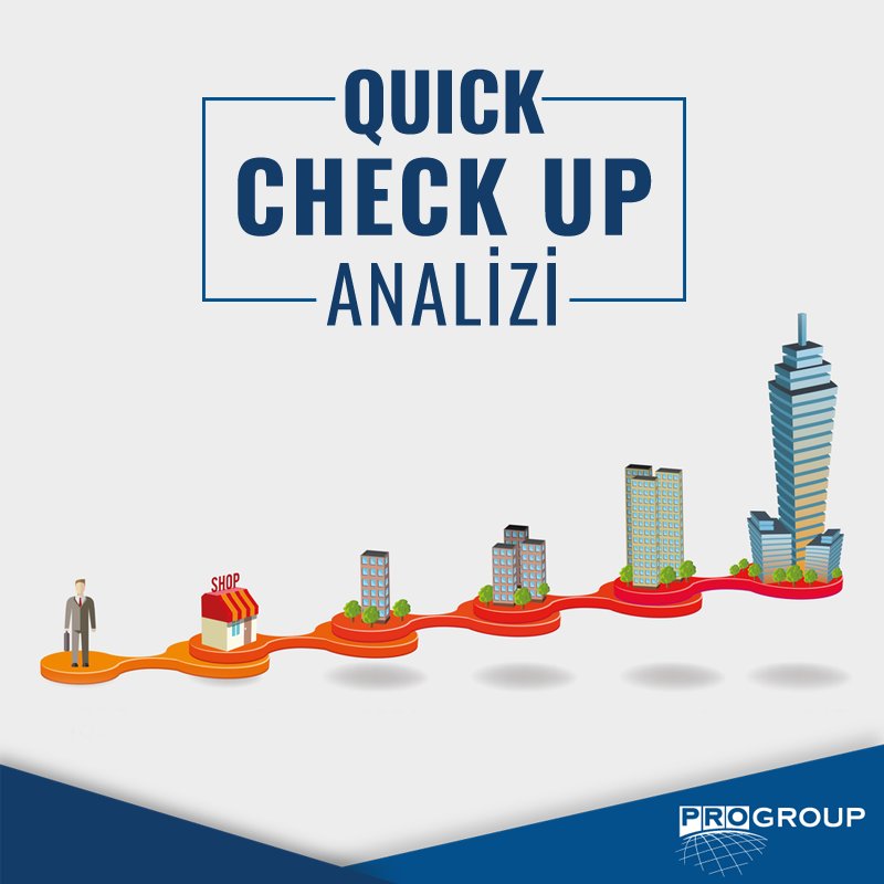 Şirketiniz ne durumda, geçmiş zamanda ne kadar yol kat ettiniz? Cevaplarını Quick Check Up sayesinde bulabilirsiniz. 
Uzman ve profesyonel ekibimizden detaylı bilgi almak için bizlere ☎ ＋90 (212) 356 29 60 numarasından ulaşabilirsiniz.
progroup.com.tr