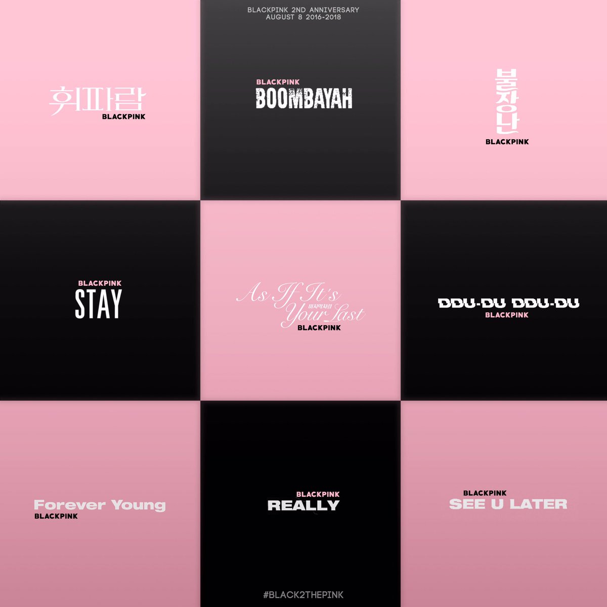 USBU4WAYS's tweet photo. #BLACK2THEPINK - 9 songs and we're still going strong. Let's hope to hear more songs and enjoy more comebacks from #BLACKPINK in the future! @ygofficialblink https://t.co/NLamrcq07a