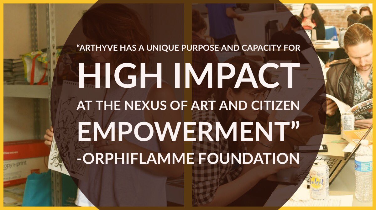 arthyve's tweet photo. We are so excited to announce that we were recently awarded a $100,000 startup/matching challenge grant by the Orphiflamme Foundation. Contact us at admin@arthyve.org today to learn more and to help ArtHyve move forward! https://t.co/GHMOXMqaRF