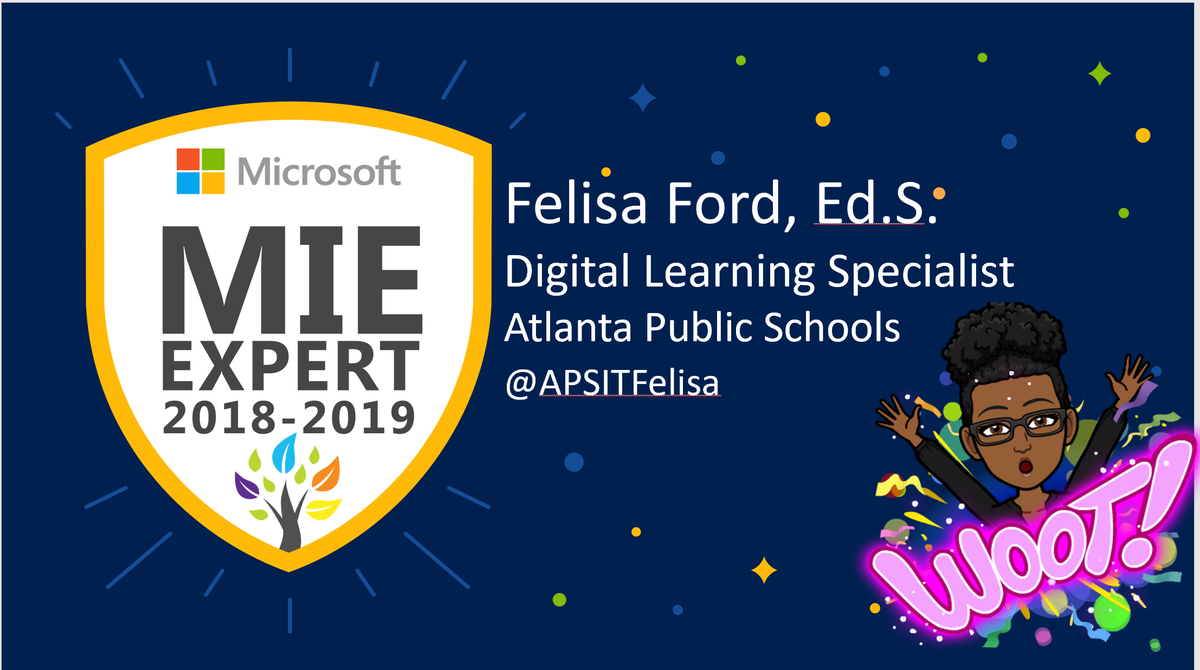 Still riding high on being accepted as an #MIEExpert for the 2018-2019 school year.  This will be another great year of learning, growing, collaborating, training, and supporting teachers and students with @MicrosoftEDU @APSInstructTech  #APSITinspires