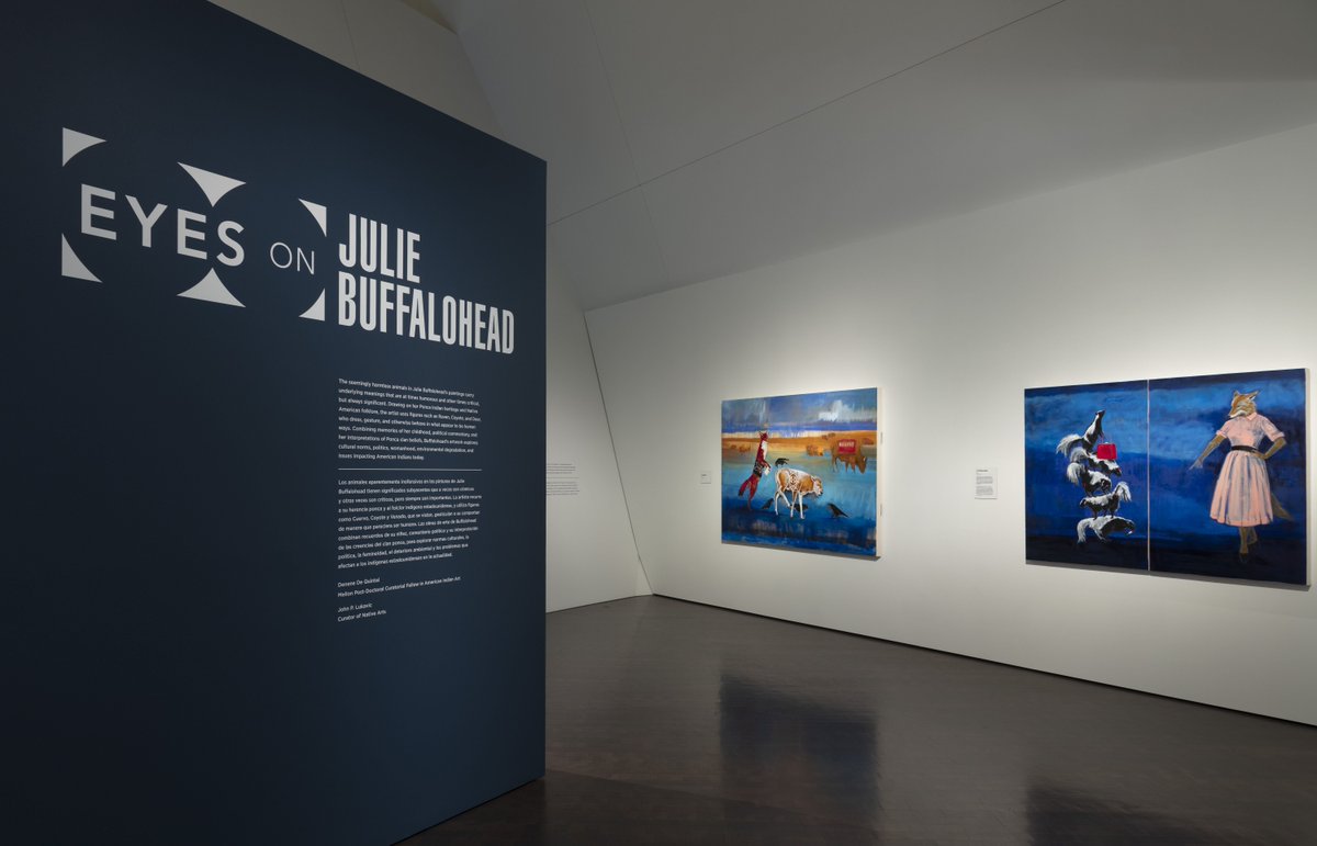 DenverArtMuseum's tweet photo. NOW OPEN | The next installment of "Eyes On," the #DenverArtMuseum's focused multi-year contemporary art series, features the work of Minnesota-based visual artist Julie Buffalohead (pictured) and Japan-based conceptual artist Shimabuku. More: https://t.co/dzocYsH318 https://t.co/nhuOfImq7k