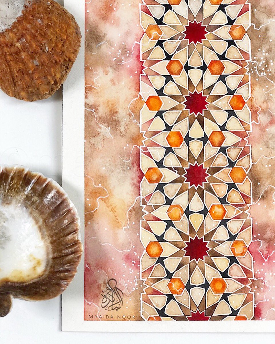 MaaidaNoor's tweet photo. Here’s the original artwork - the first in a series for @MirzamChocolate, I simply LOVED working on it.♥️
.
#mirzamchocolate #artwork #dubai #uae #collaboration #eid #eidproject #spiceroute #caramels #commission #artist #maaidanoor #london #watercolour #artwork #islamicgeometry https://t.co/zUn0bzfzEH