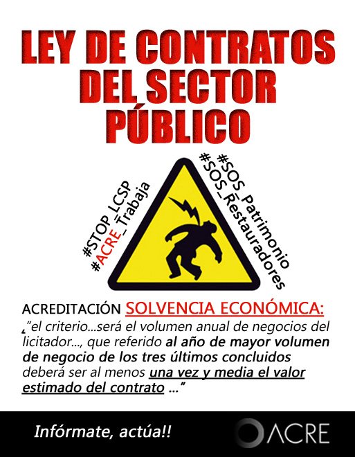 A_CR_E's tweet photo. La  LCSP no debería en ningún caso  suponer un obstáculo a la participación de las pequeñas y medianas  empresas de conservación-restauración.
 ¡Infórmate y actúa!!
 https://t.co/JiZ2zNbXcC
 #STOPLCSP
 #ACRE_TRABAJA
 #SOSRestauradores
 #SOSPatrimonio https://t.co/GN0l3YrgHJ