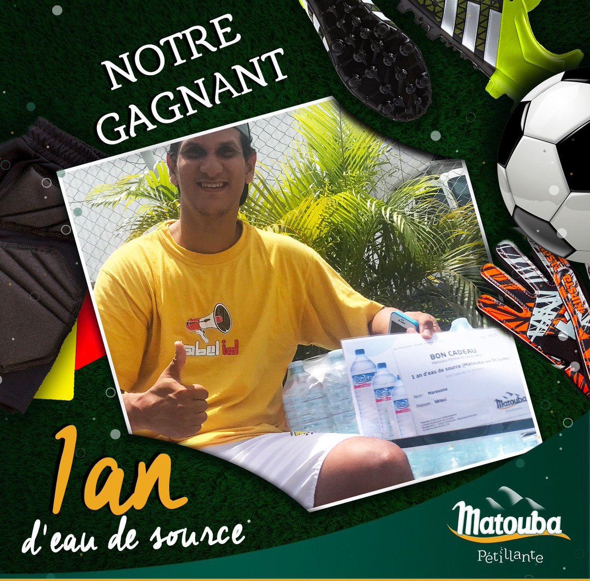 EAUMATOUBA's tweet photo. #gagnant #jeu #jouer #cadeau #gift #eaudesource #1an #happy #bravo
Et voici notre GRAND gagnant Marouane Idrissi 
💚💚😎 Au TOP !!! 😎💚💚  🎊FELICITATION🎊
💦 C'est parti pour 1 an d'eau de source !!!  💦 https://t.co/Hnm0iBU2cD