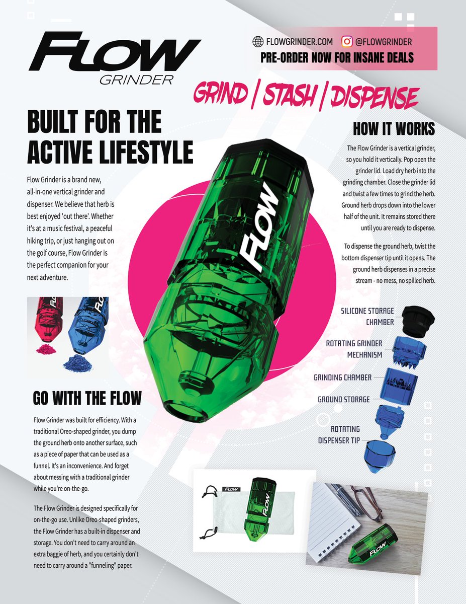 FlowGrinder's tweet image. Get ready, Flow Grinder pre-sales launching this Friday, August 10th!

Head to Flowgrinder.com NOW and add your email to receive the pre-sales info.

#GoWithTheFlow #GrindWithTheTimes #TravelSesh #CannabisCommunity