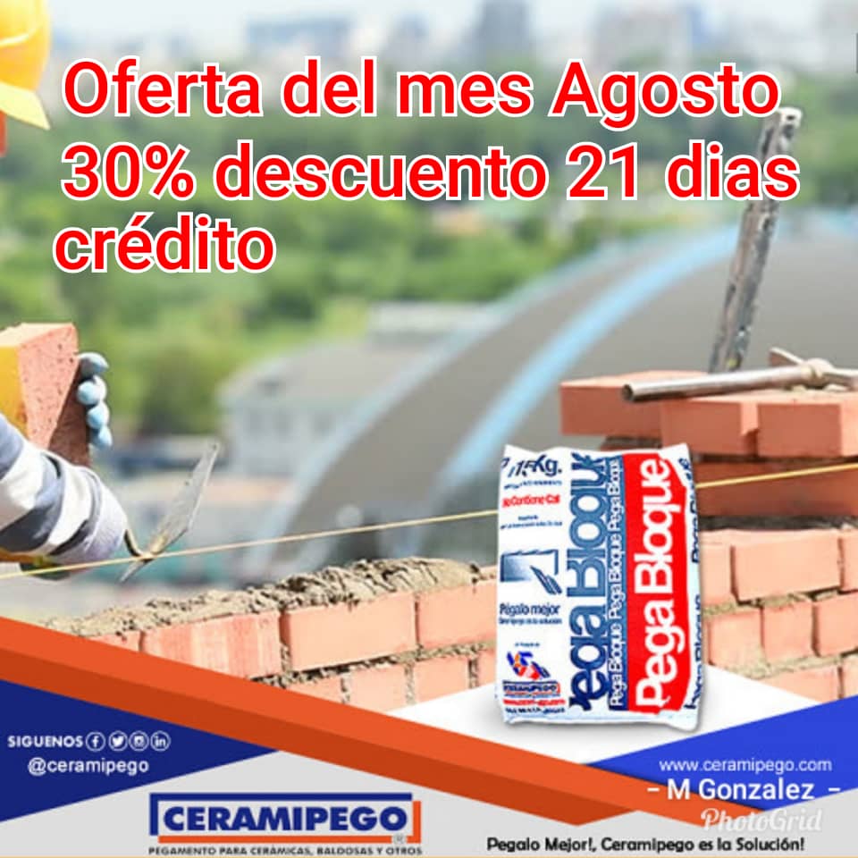 ceramipego's tweet photo. #ceramipego Te ofrece esta oportunidad solo por el mes de AGOSTO con nuestro producto #pegabloque  30% de descuento y 21 Días de crédito a distribuidores y ferreterías
#construccion #remodelacion #mortero #paredes #arquitectura #cemento  #promocion #venexuela #ferreteria https://t.co/kesng2S80Y