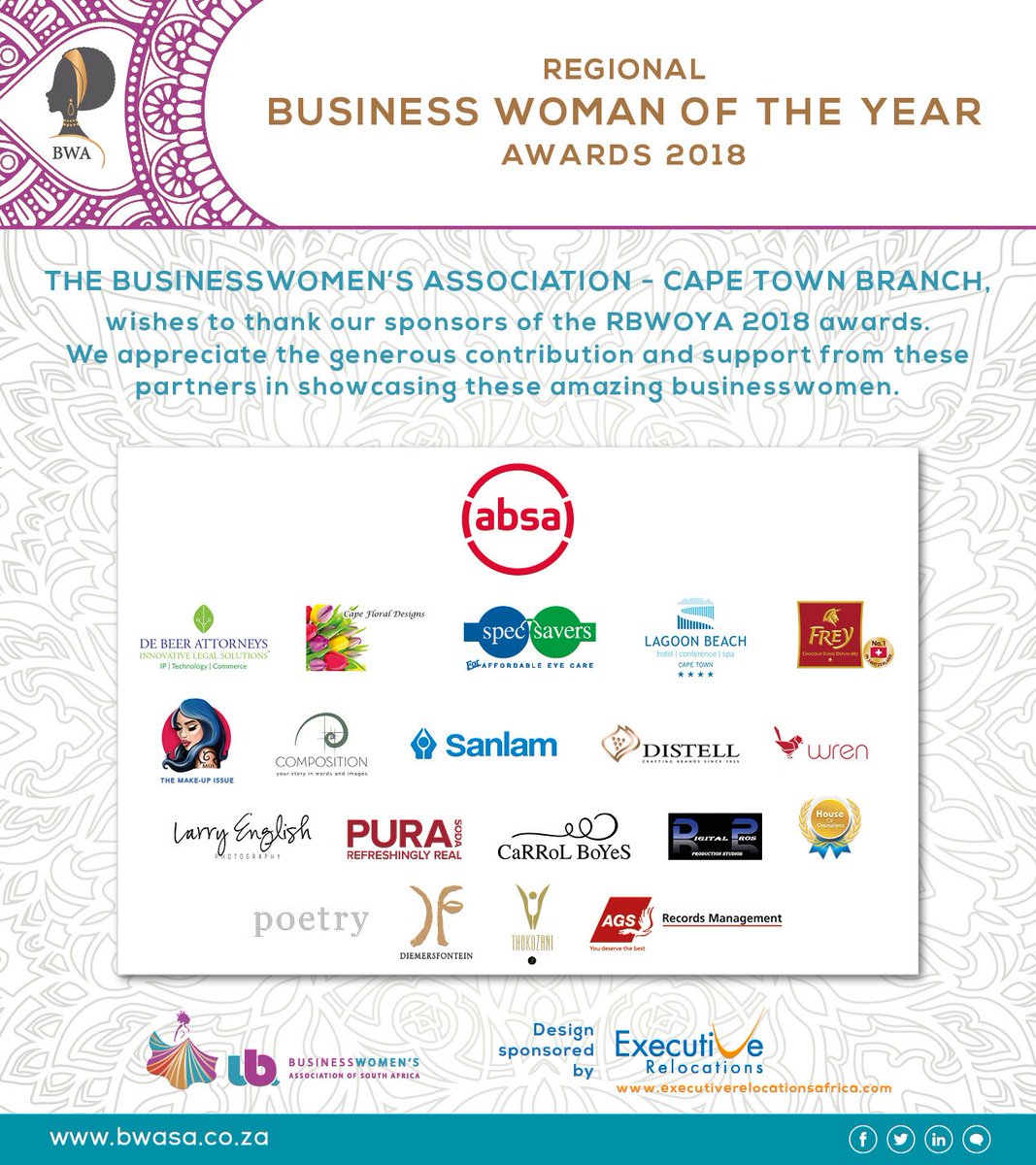 A Big Thank you to our 2018 RBWOYA Gala Dinner Sponsors.