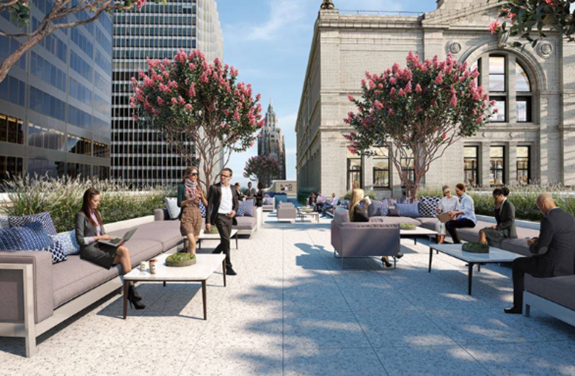 SilvProp's tweet photo. There's nothing quite like #summer in #LowerManhattan! #120Broadway is bringing the office experience to new heights by unveiling a new tenant-exclusive rooftop as part of a $50M capital improvement plan. #equitablebuilding #nyc #history #architecture #classicstyle #modernluxury https://t.co/PGeIBgSczr