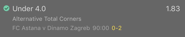 S1Tips's tweet image. My personal pick for the Astana game just came in at 1.83