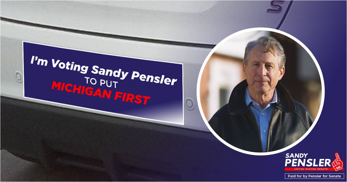 SandyPensler's tweet photo. It’s lunch time --- no better time to swing by your polling location and cast your vote for the only pro-Trump candidate in this race who has the best chance to #retireDebbie and will always put #MichiganFirst in Washington. RETWEET to show your support! #VoteSandy https://t.co/S8EGNnir3L