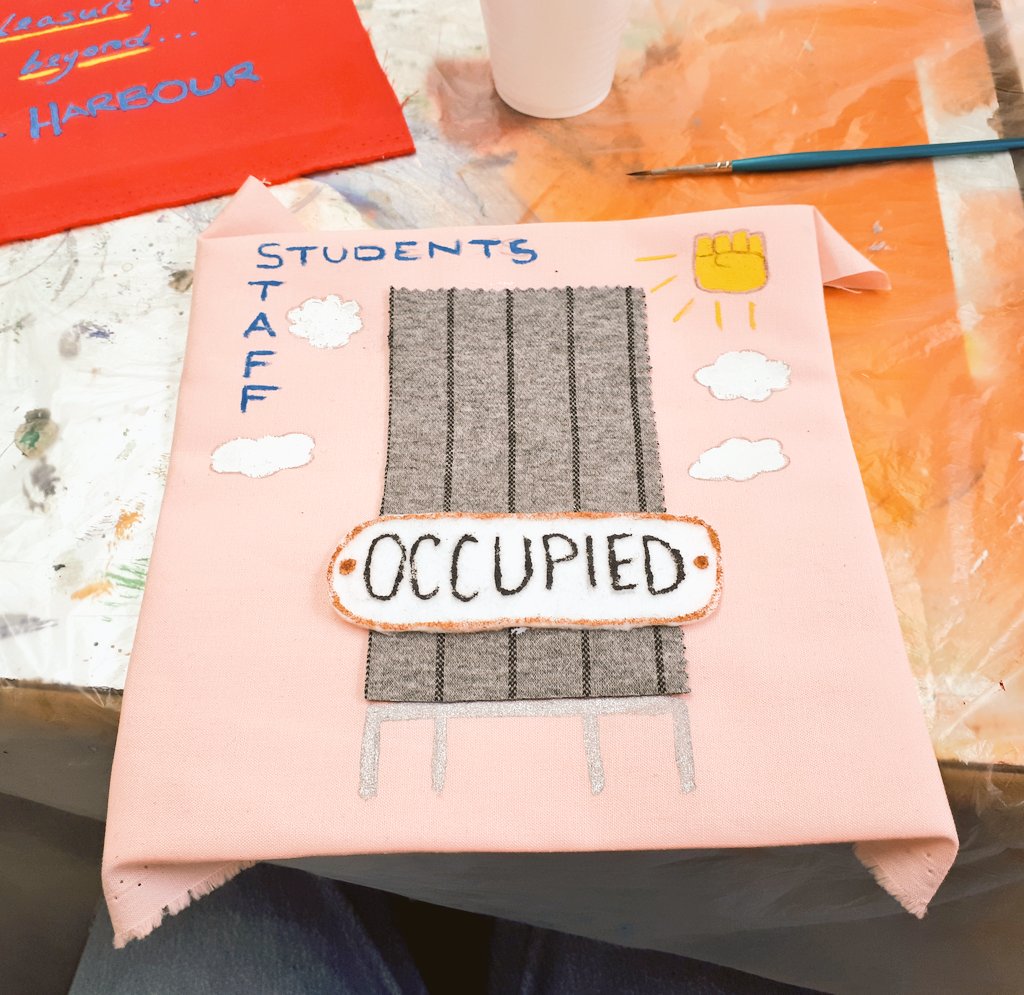 AmberRegis's tweet photo. My final #StrikeWork quilt patch: 'Occupied', dedicated to @freeunisheff. β
#USSstrike #NoCapitulation https://t.co/nDcLZyKtT1