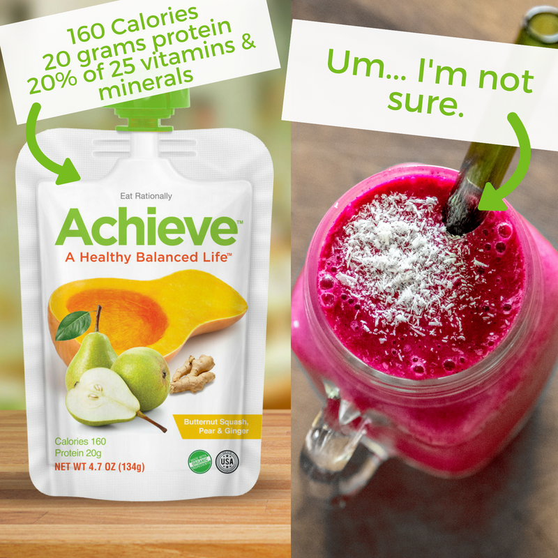 #Smoothies are a popular choice for #breakfast, but once you've piled all the ingredients in your blender, what do you end up with? 🤷‍♀️ How many #calories? How much #protein? With #Achieve, you have a #nutritious meal... and always know what you get! hubs.ly/H0dhfP00
