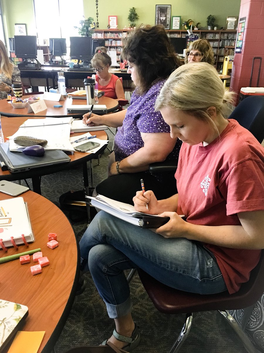 early_writing's tweet photo. we are making these @JCPSTWEETS teachers think hard today! 🤔 🧠 activating those #brain muscles after the relaxing summer break. 🏝 #BackToSchool2018 prep has begun. #elementary #specialed #teachers rock! #teacherlife #Backtoschool #Back2School #sped #summer https://t.co/fviTV7BVNq
