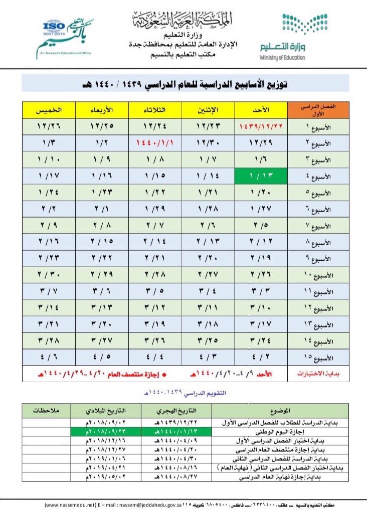 توزيع الاسابيع الدراسية 1441 وورد حل التعليمي
