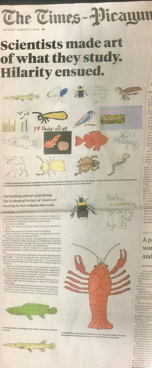 Ecologists in the local Monday newspaper during #ESA2018! Thanks @SaraSneath <a href="/NOLAnews/">NOLA.com</a> !