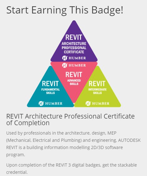 HumberAppTech's tweet photo. Did you know that starting Fall 2018 you can earn Digital Badges by completing Humber courses, workshops and more. Check out how you can earn Digital badge from our #Revit program -https://t.co/ybL4CpPxFH https://t.co/ob2ptLlWtm