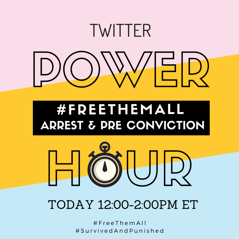 Twitter Power Hour Graphic for Survived & Punished Arrest & PreConviction