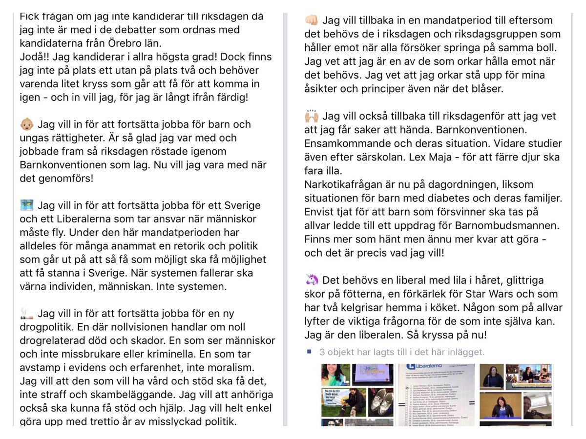 Cornebjar's tweet photo. Den här mandatperioden kom jag in 2015, när dåvarande L-ledamot från Örebro klev av. Nu vill han tillbaks och jag vill sitta kvar 😊
Som tvåa på listan behöver jag kryss för att få återvända till riksdagen i höst. Läs mer om varför jag vill dit! 

https://t.co/G4sXTsUAO2 https://t.co/u1Qos3SkLG