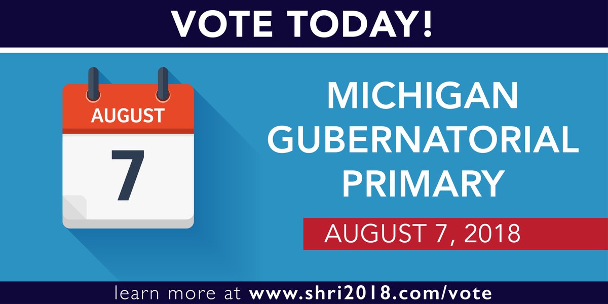 ShriForMI's tweet image. REMINDER: Today is the day; your vote can make all the difference, so make a plan to vote at lunch or after work. Polls are open until 8 p.m.! #MIGOV #MichiganPrimary