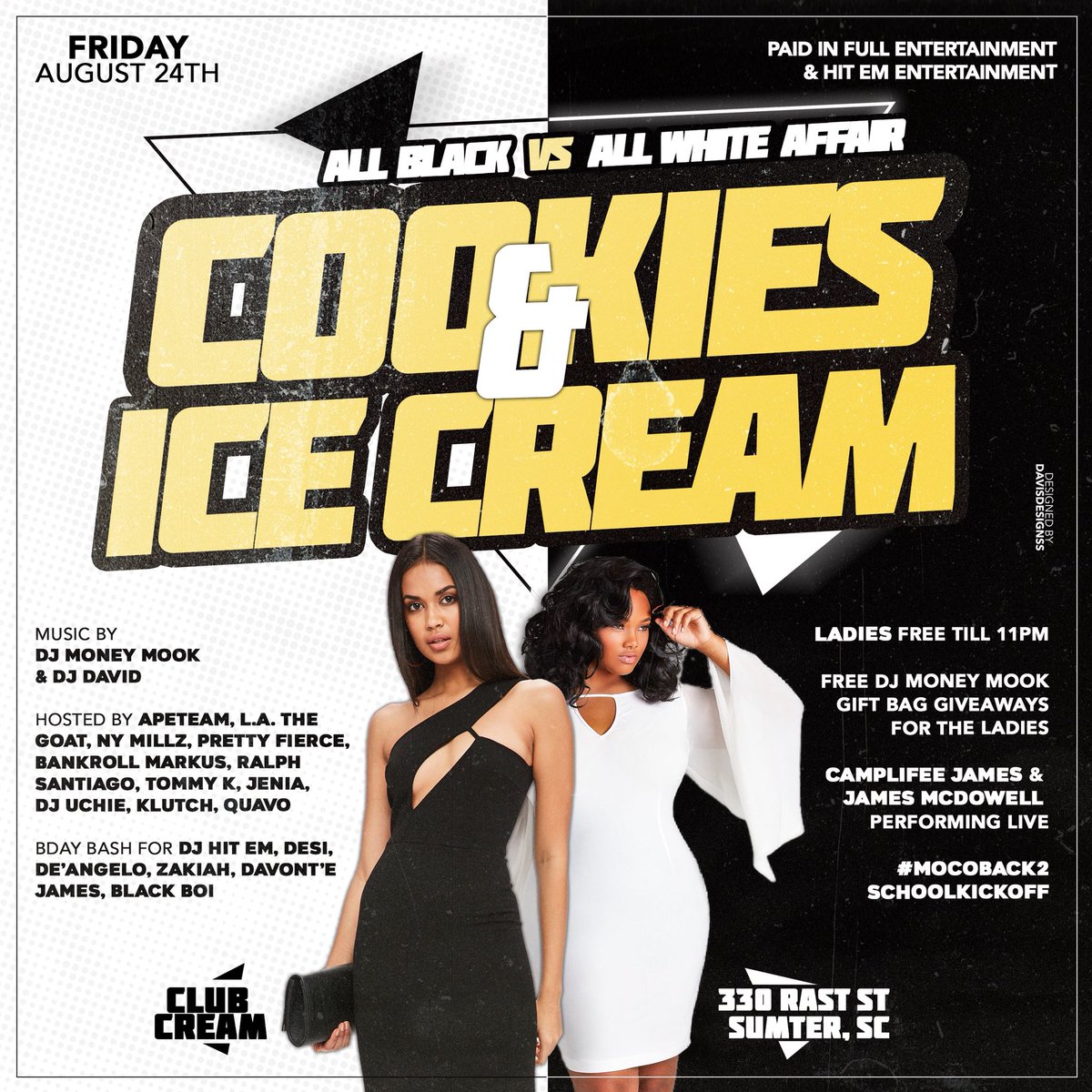 PIF_RECORDS's tweet photo. SUMTER COUNTY! MORRIS COLLEGE! #FridayAug24th WE BACK! #ClubCream #CookiesAndIceCream ALL WHITE VS ALL BLACK AFFAIR! @DjMoney_Mook X @THEREALDJDAVID BDAY BASH FOR @DJHITEM803 GET THOSE OUTFITS READY! π₯π S/O #ApeTeam @BankrollMarkus @theplug_5 @richboydidthat @NyMillzIsBak https://t.co/fynBOK8r5k